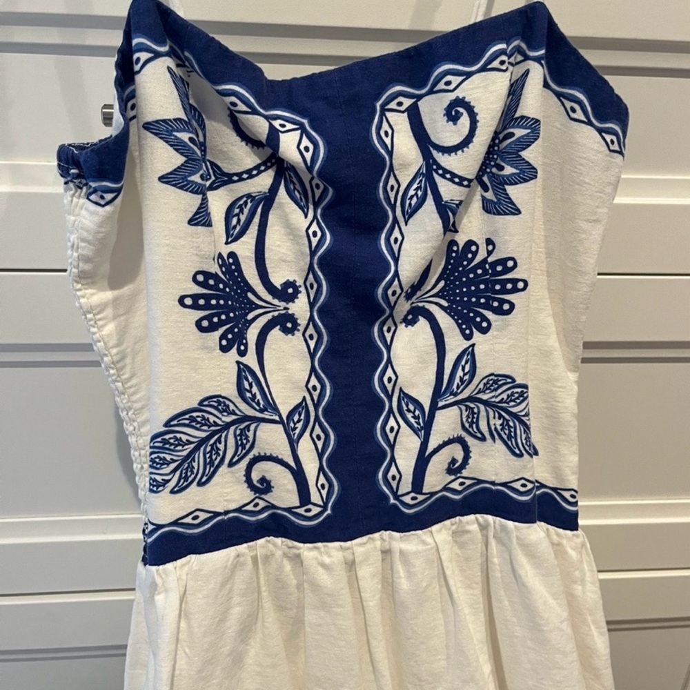 FARM RIO Blue & White Spaghetti-Strap Maxi Dress - Picture 6 of 9